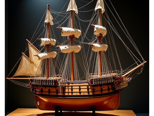 Exquisitely detailed scale model of a historical sailing ship